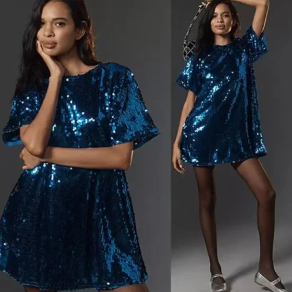 Anthropologie The Emmy Swing Maeve Sequin Mini Dress Mermiadcore